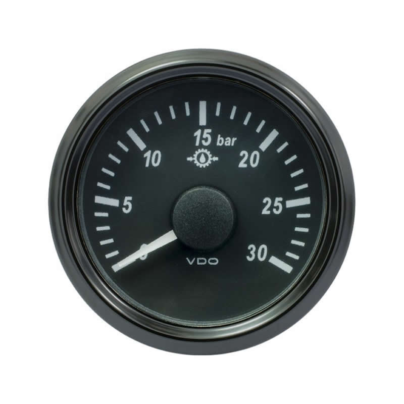 VDO SingleViu 1167 Gear Oil Pressure 30Bar Black 52mm gauge